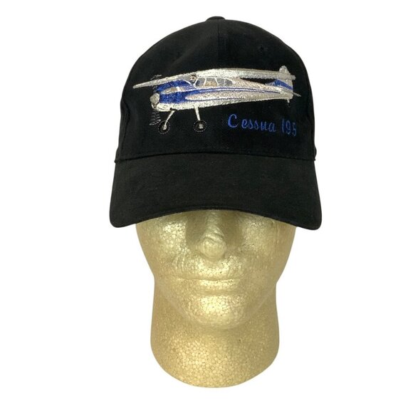 Cessna 195 Airplane Embroidered Adjustable Black Hat Cap Strapback Adjustable - Picture 1 of 7